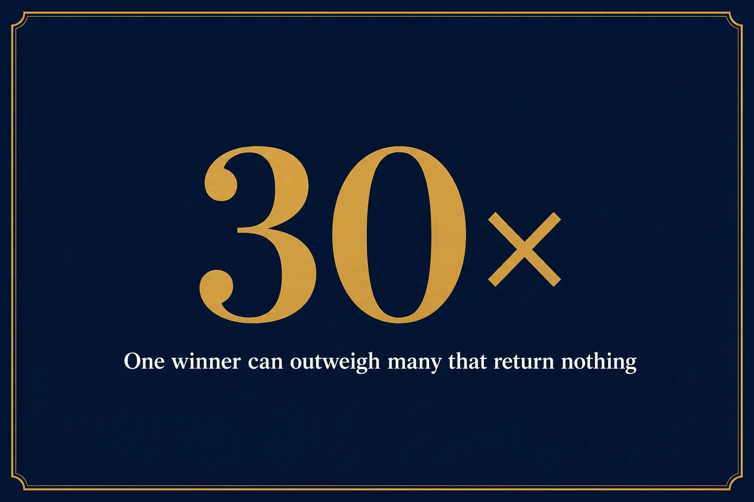 Stat card highlighting that a single 30x startup winner can outweigh many losses under the power law