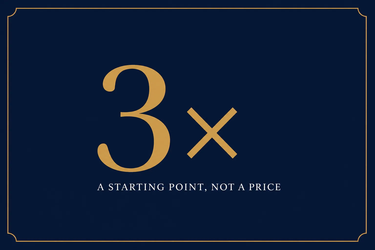 Stat card reading 3x with the caption a starting point not a price